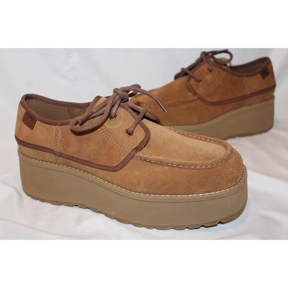 UGG WOMEN'S CHESTNUT WATER RESISTANT SUEDE CITYFUNC PLATFORM SHOES NWOB - Picture 2 of 7